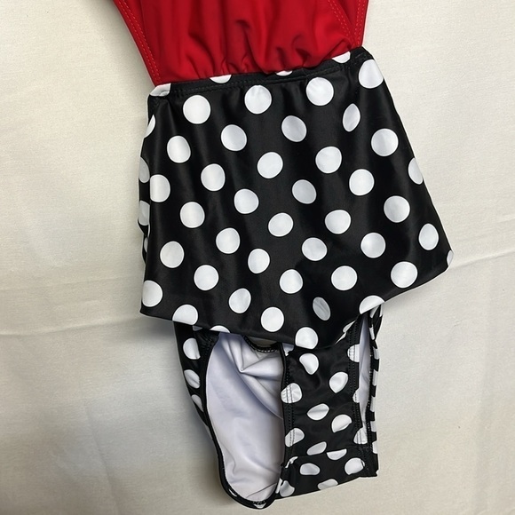 Swimsuit One Piece Bathing Suit Red , Black White Polka Dots - Picture 3 of 11